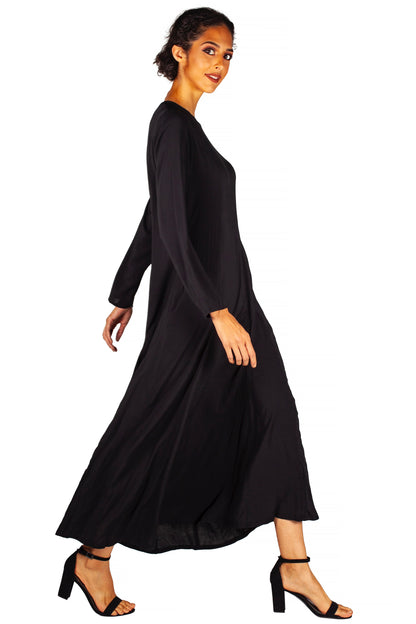 Long sleeve black maxi dress abaya