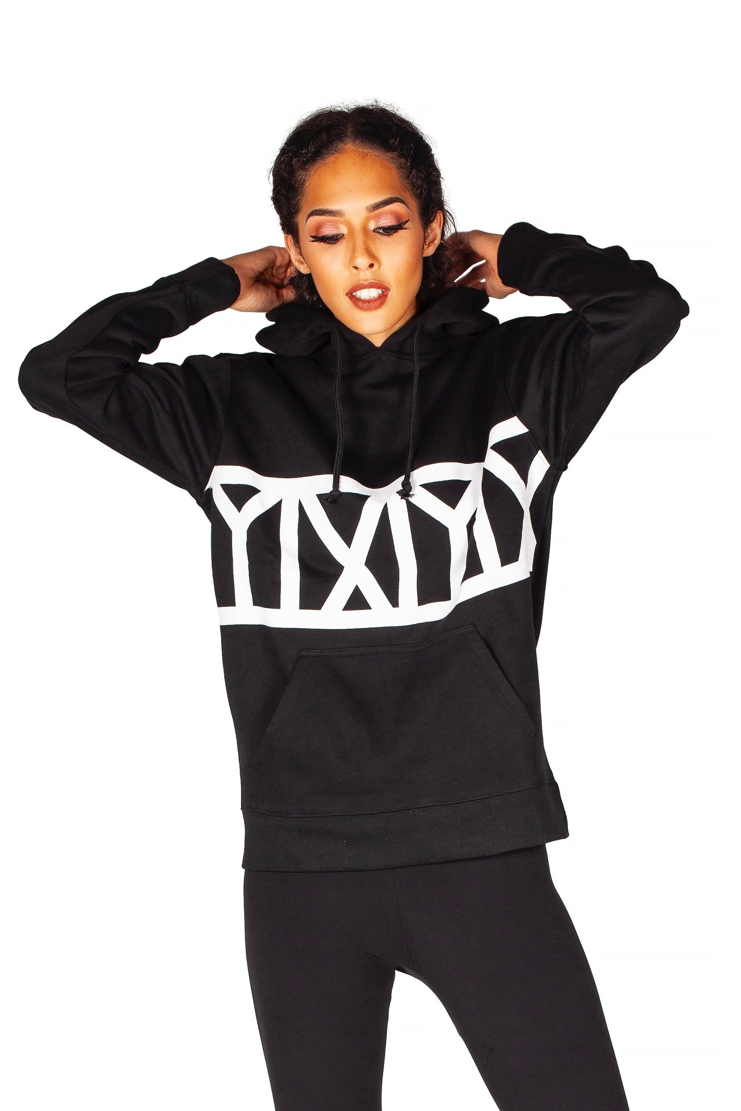 YMYM hoodie black/white bold front print