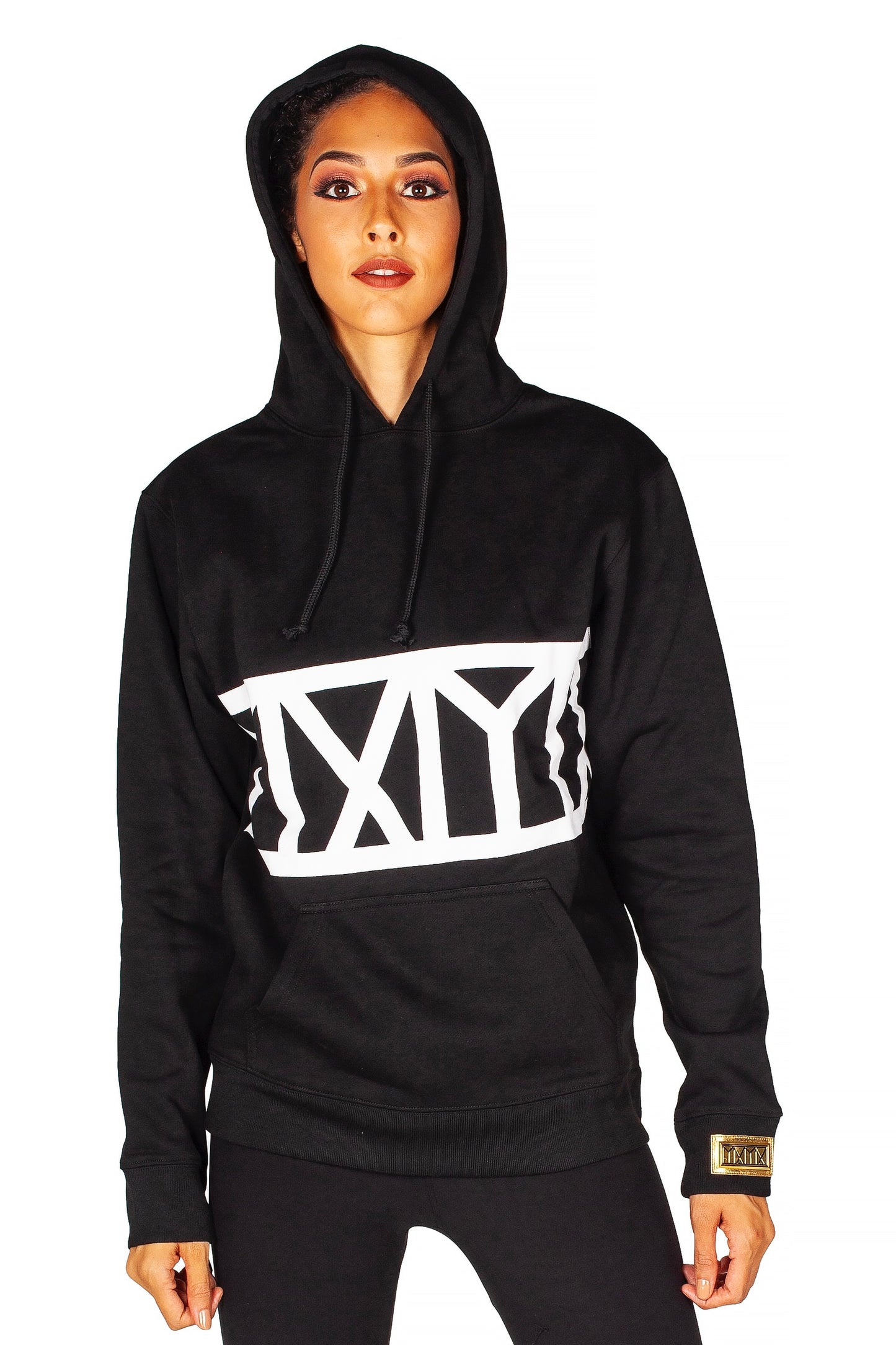 YMYM hoodie black/white bold front print