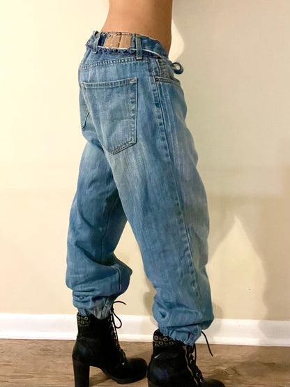 Upcycled denim jogger pants