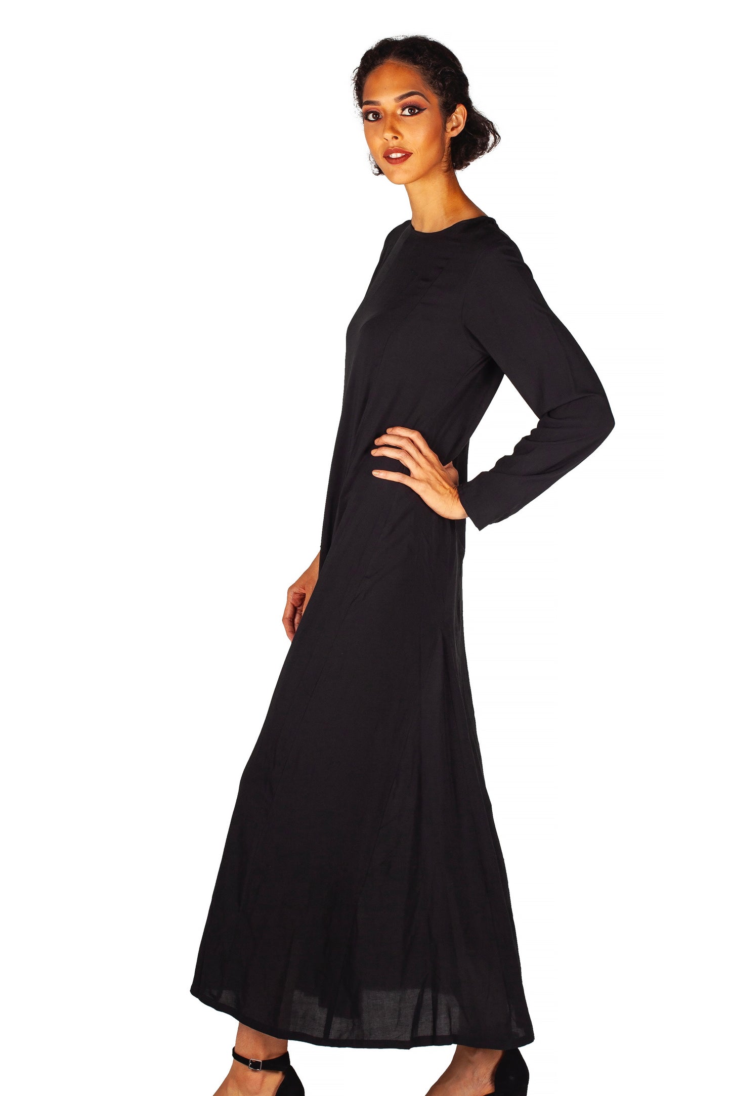 Long sleeve black maxi dress abaya