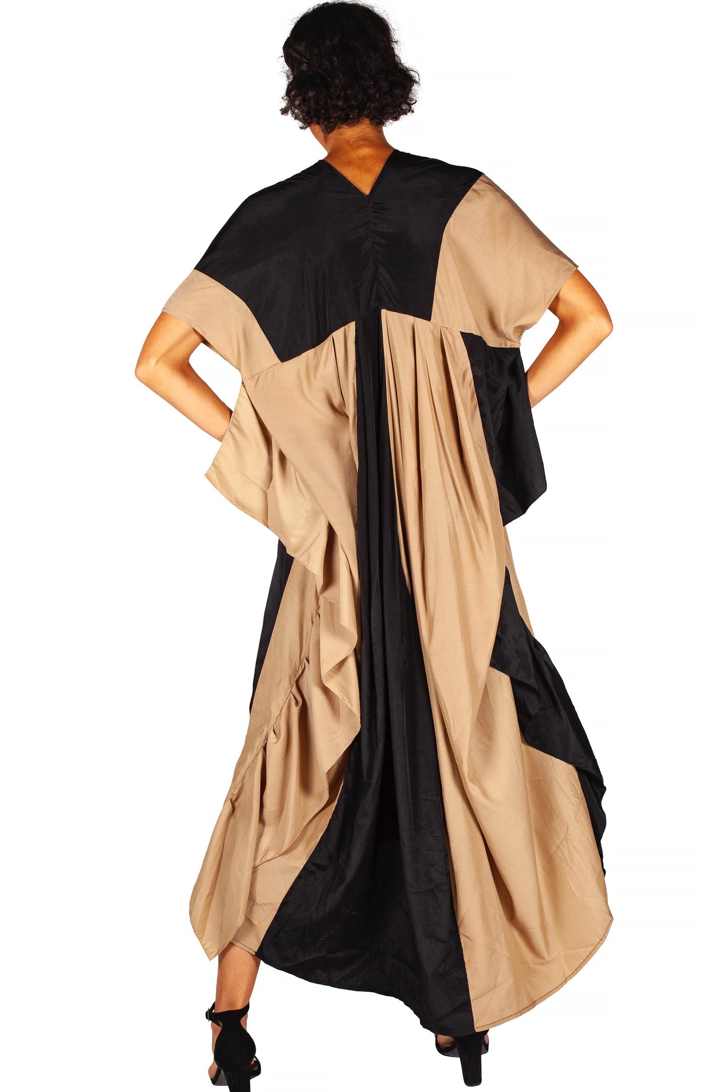 Maxi color block lounge dress black/beige